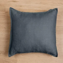 Federa quadrata lino lavato (60 cm) Louise Grigio ardesia