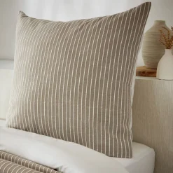Federa quadrata reversibile in cotone testurizzato e percale (80 x 80 cm) Alice Ecru