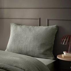 Federa quadrupla garza di cotone (50 x 70 cm) Victoria x Gaïa Verde rosmarino