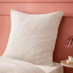 Federa quadrupla garza di cotone (60 x 60 cm) Victoria x Gaïa Beige pampa