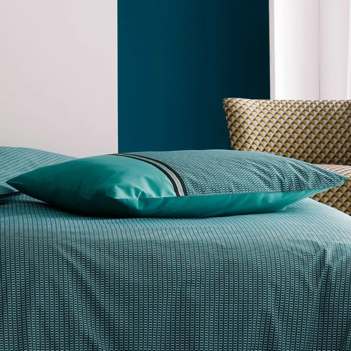 Federa rettagolare percalle di cotone Gustav Verde smeraldo