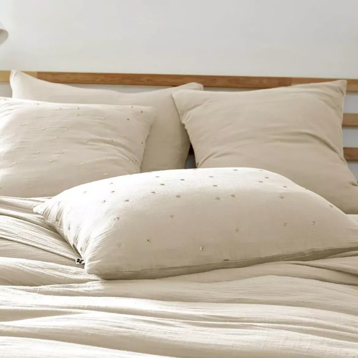 Federa rettangolare garza di cotone (70 cm) Gaïa Chic Beige pampa
