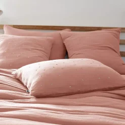 Federa rettangolare garza di cotone (70 cm) Gaïa Chic Rosa pesca