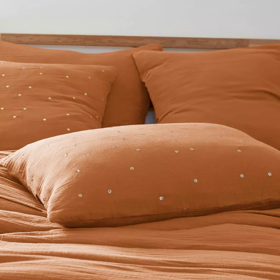 Federa rettangolare garza di cotone (50 x 70 cm) Gaïa Chic Albicocca