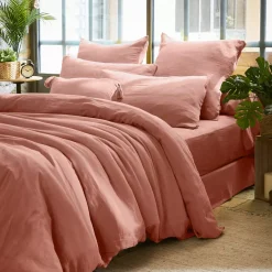 Federa rettangolare garza di cotone (L70 cm) Gaïa Rosa pesca