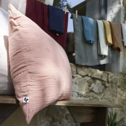 Federa rettangolare garza di cotone (70 cm) Gaïa Boho Grigio nuvola