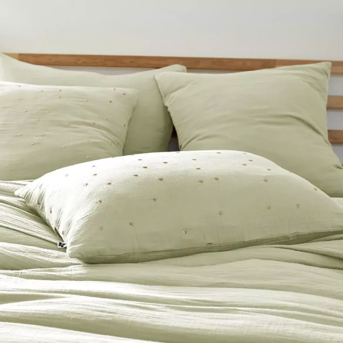 Federa rettangolare garza di cotone (70 cm) Gaïa Chic Verde tiglio