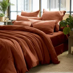Federa rettangolare garza di cotone (L80 cm) Gaïa Terracotta