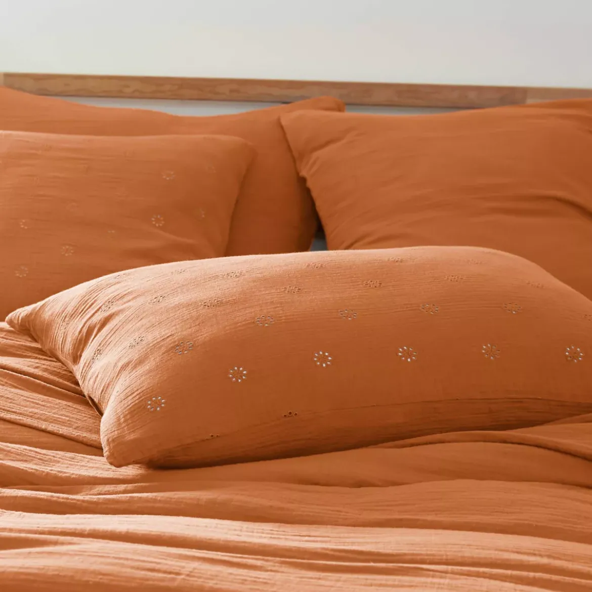 Federa rettangolare garza di cotone (50 x 70 cm) Gaïa Boho Albicocca