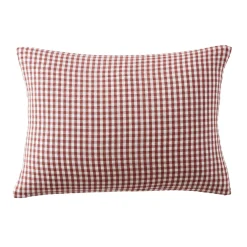 Federa rettangolare in doppia garza di cotone (50 x 80 cm) Gaïa Vichy Terracotta