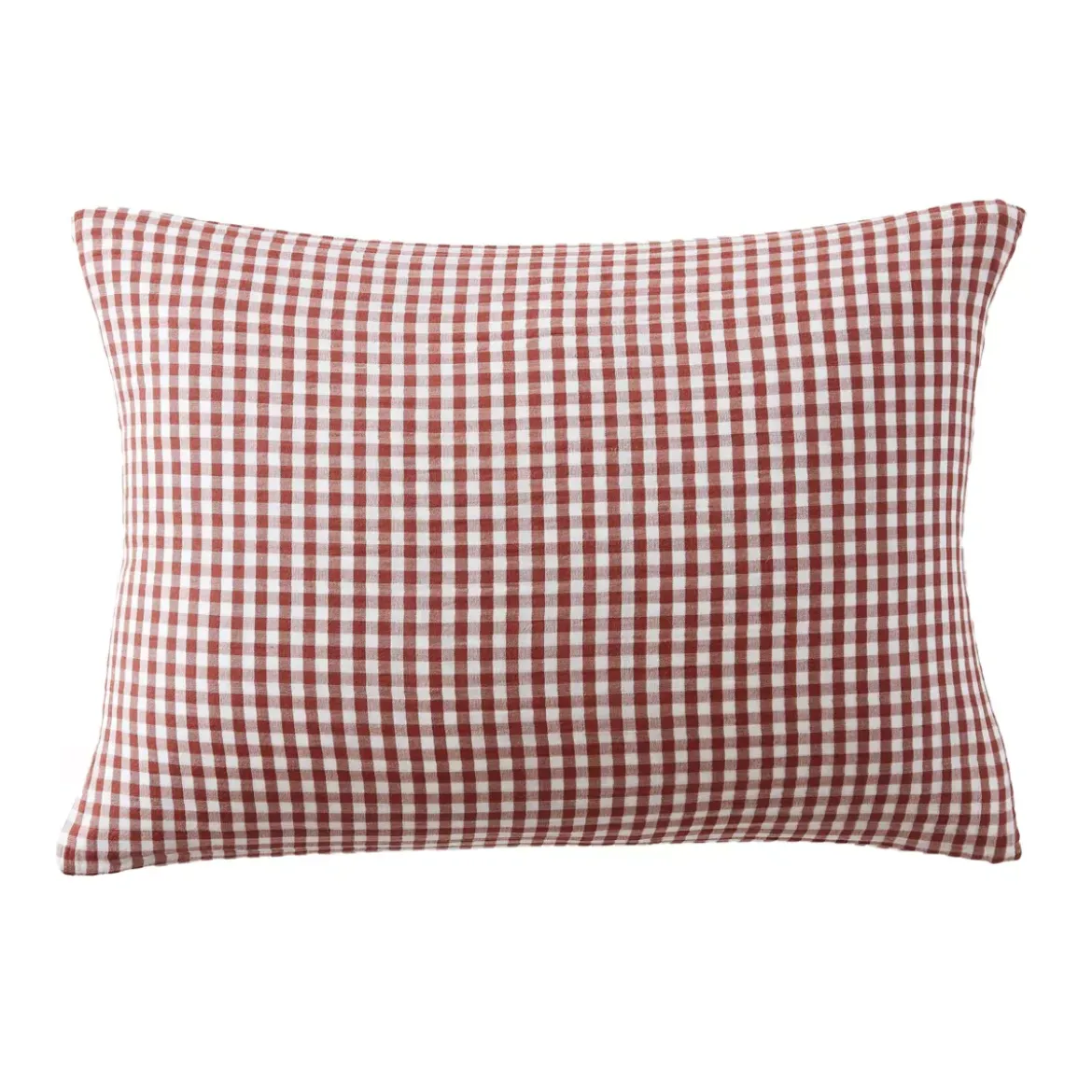 Federa rettangolare in doppia garza di cotone (50 x 80 cm) Gaïa Vichy Terracotta