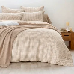 Federa rettangolare in garza di cotone (50 x 80 cm) Gaïa Vichy Corda