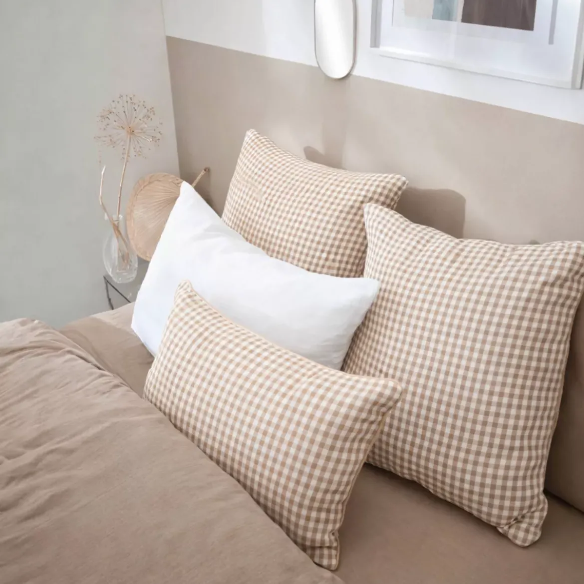 Federa rettangolare in garza di cotone (50 x 70 cm) Gaïa Vichy Corda