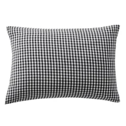 Federa Rettangolare in garza di cotone (50 x 80 cm) Gaïa Vichy Nero