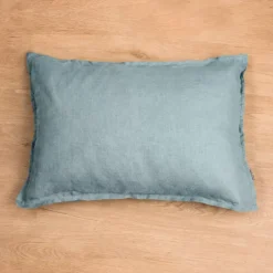 Federa rettangolare in lino lavato (50 x 70 cm) Louise Blu Azzurro