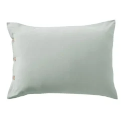 Federa rettangolare in percalle di cotone (50 x 80 cm) Diane Blu Céladon