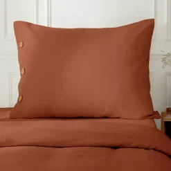 Federa rettangolare in percalle di cotone (50 x 80 cm) Diane Terracotta