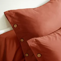 Federa rettangolare in percalle di cotone (50 x 70 cm) Diane Terracotta