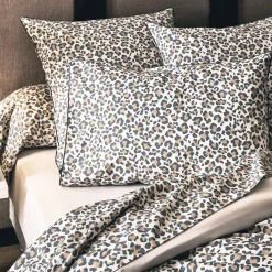 Federa rettangolare in percalle di cotone (50 x 70 cm) Leopard Tortora Beige