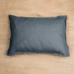 Federa rettangolare lino lavato (70 cm) Louise Grigio ardesia