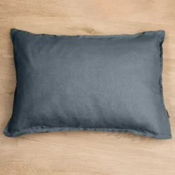 Federa rettangolare lino lavato (80 cm) Louise Grigio ardesia
