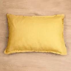Federa rettangolare lino lavato (70 cm) Louise Giallo senape