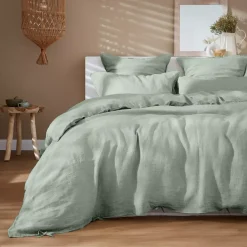 Federa rettangolare lino lavato (70 cm) Louise Verde eucalipto