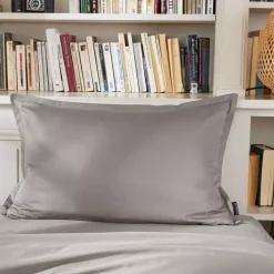 Federa rettangolare percalle di cotone (70 cm) Cali Grigio chiaro
