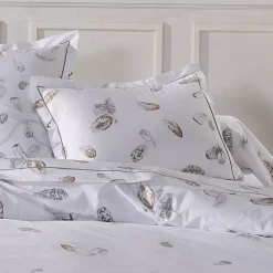 Federa rettangolare percalle di cotone (50 x 70 cm) Piume Grigio