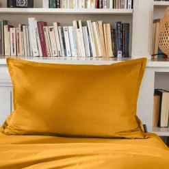 Federa rettangolare percalle di cotone (80 cm) Cali Giallo senape