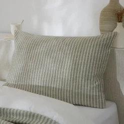 Federa rettangolare reversibile in cotone testurizzato e percalle (50 x 70 cm) Alice Verde