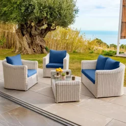 Federe per cuscino di ricambio per salotto da giardino Calvi 4 posti - Blu