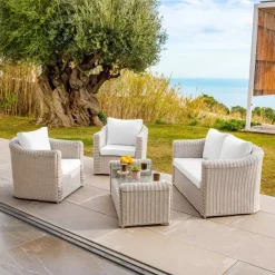 Federe per cuscino di ricambio per salotto da giardino Calvi 5 posti - Bianco