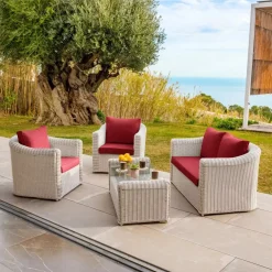 Federe per cuscino di ricambio per salotto da giardino Calvi 4 posti - Rosso