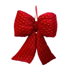 Fiocco di Natale in velluto (H19 cm) Courchevel glitterato Rosso