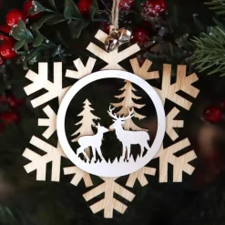 Fiocco di neve di Natale Renne in famigli Naturale
