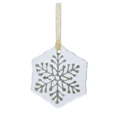 Fiocco di neve in vetro (D7 cm) Chamonix Bianco glitterato