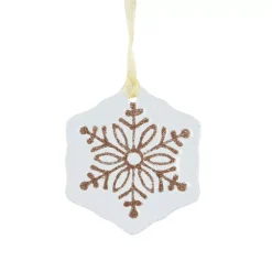 Fiocco di neve in vetro (D7 cm) Morillon Bianco e oro glitterato