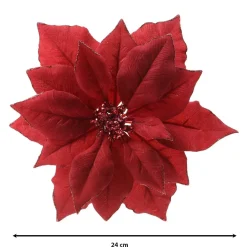 Fiore decorativo con pinza Bella Rosso