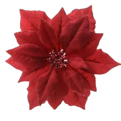 Fiore decorativo con pinza Bella Rosso