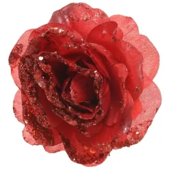 Fiore decorativo con pinza paillete Rosso