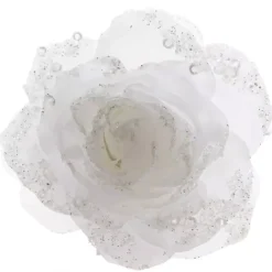 Fiore decorativo con pinza Rosace Bianco