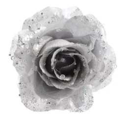 Fiore decorativo con pinza Rosace Argento