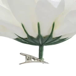 Fiore decorativo su clip (D15 cm) Dahlia Bianco glitterato