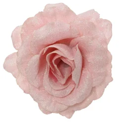 Fiore decorativo su pinza (D12 cm) Luccicante Rosa cipria