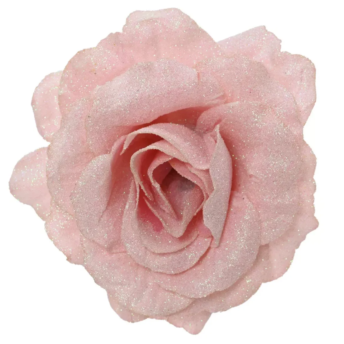 Fiore decorativo su pinza (D12 cm) Luccicante Rosa cipria