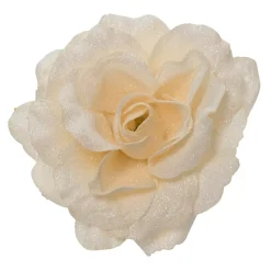 Fiore decorativo su pinza (D12 cm) Brillante Crema