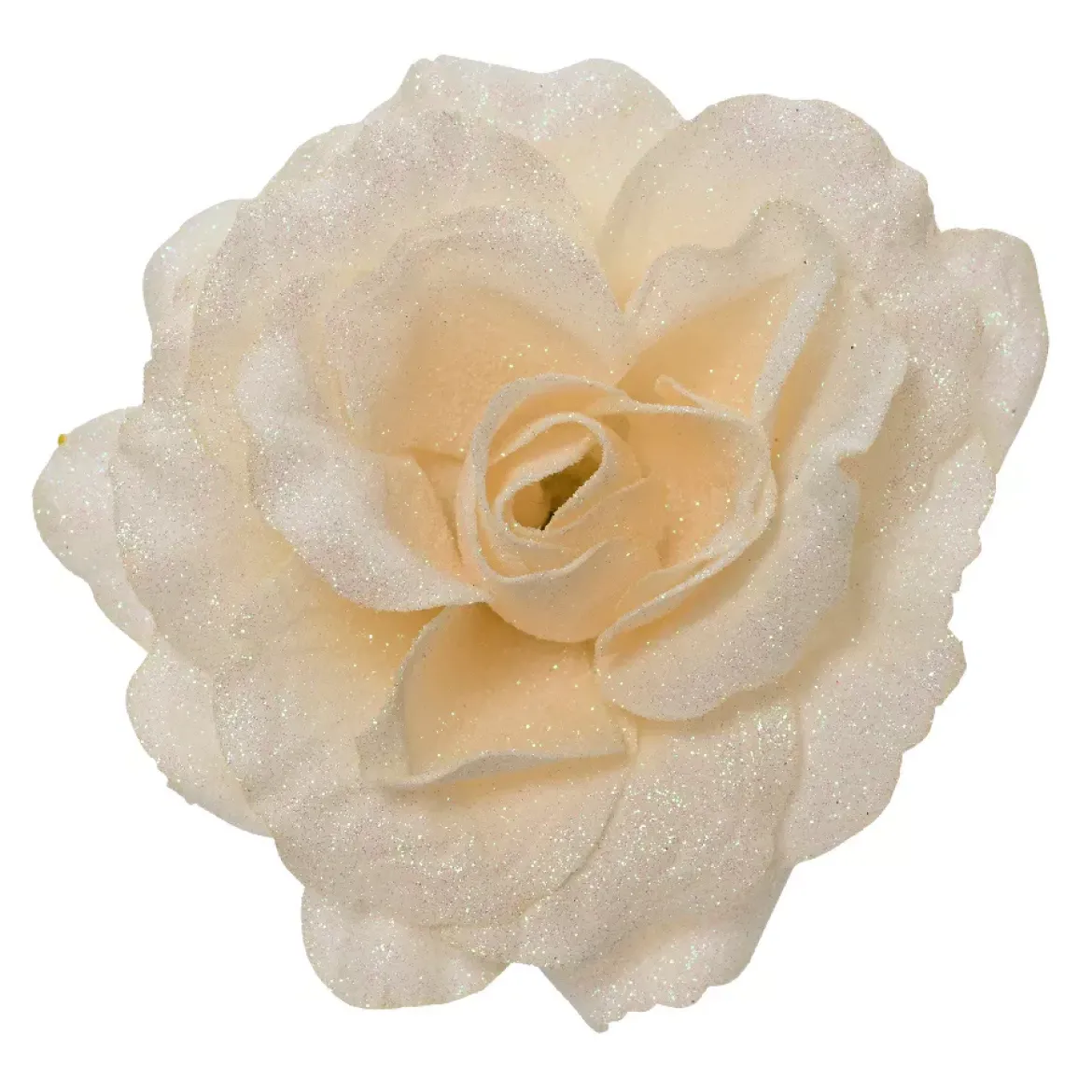 Fiore decorativo su pinza (D12 cm) Brillante Crema