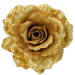 Fiore decorativo su pinza (D12 cm) Luccicante Oro