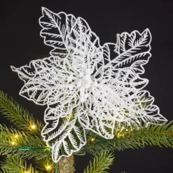 Fiore di Natale paillette a clips Bianco